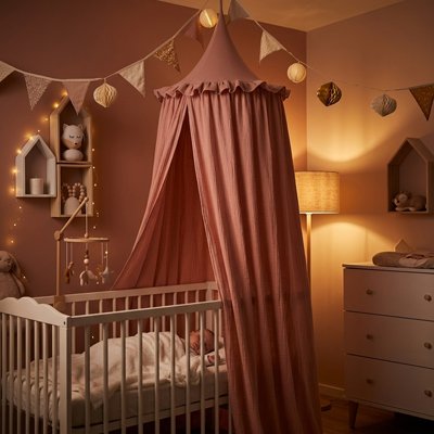 Ciel de lit rose anti moustique