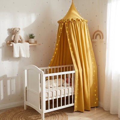 Ciel de lit bébé jaune 