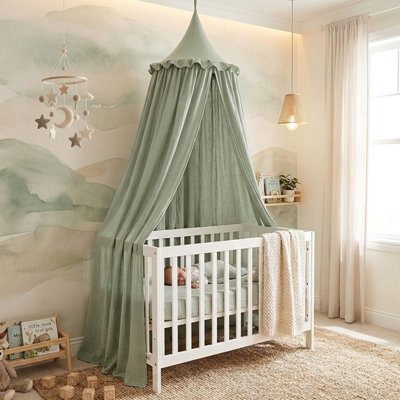 Ciel de lit vert couvre tou le lit 