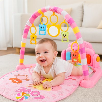 Tapis eveil bebe rose claire