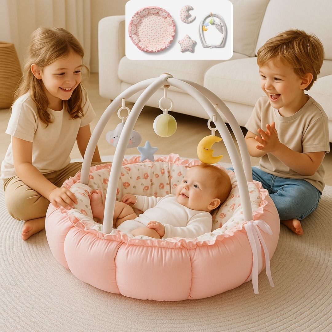 tapis d eveil bebe rose claire