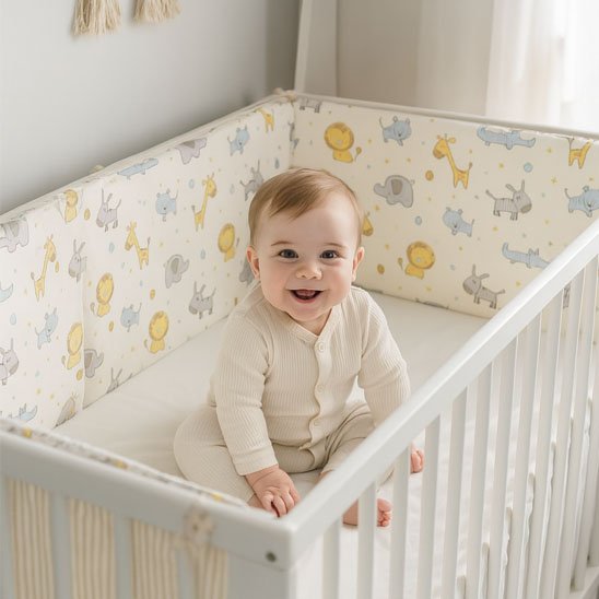 Tour de lit bébé bébé bien protégé, parents rassurés.