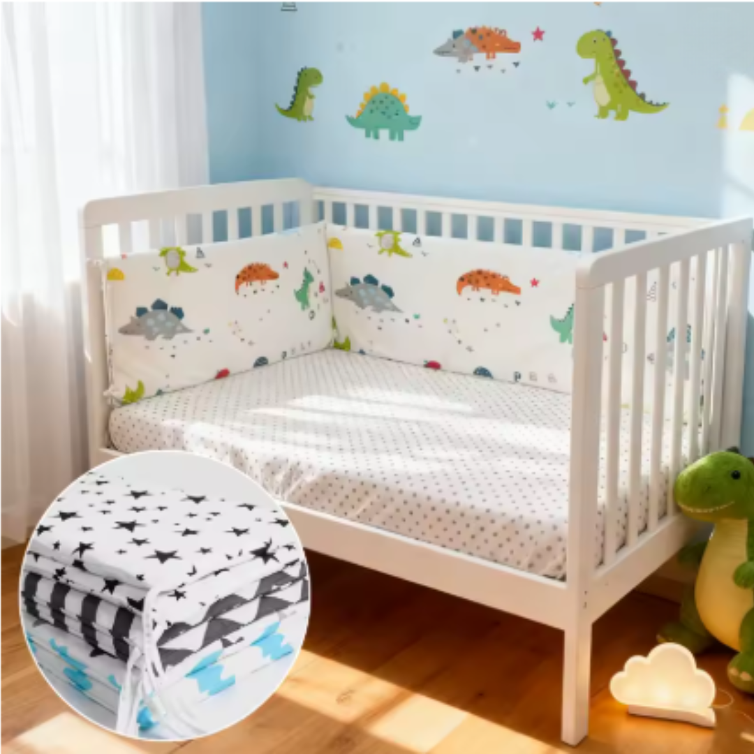 tour de lit bebe motifs dinosaures amusants et apaisants