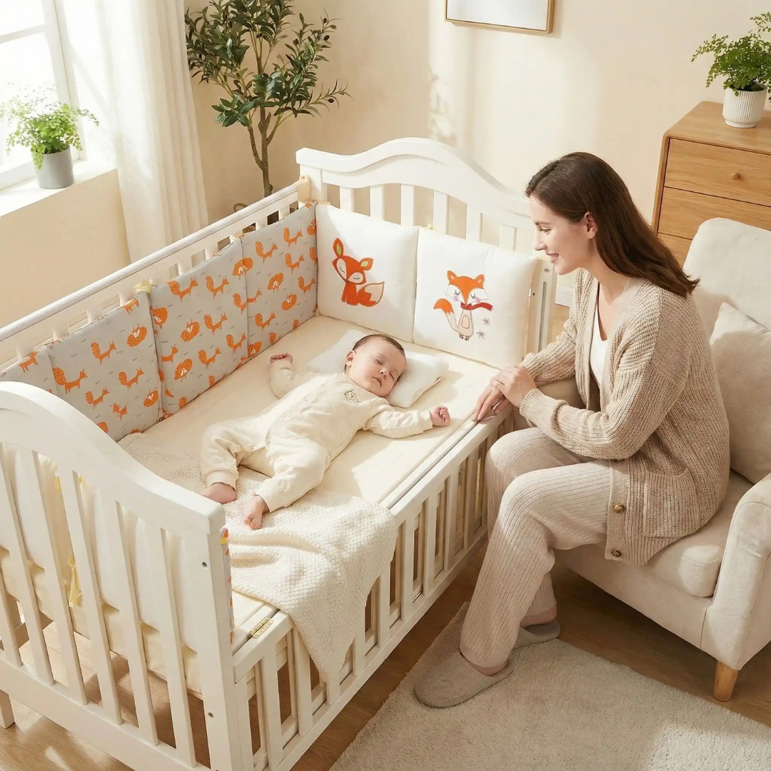 tour de lit bebe petits renards pour veiller sur les reves de bebe