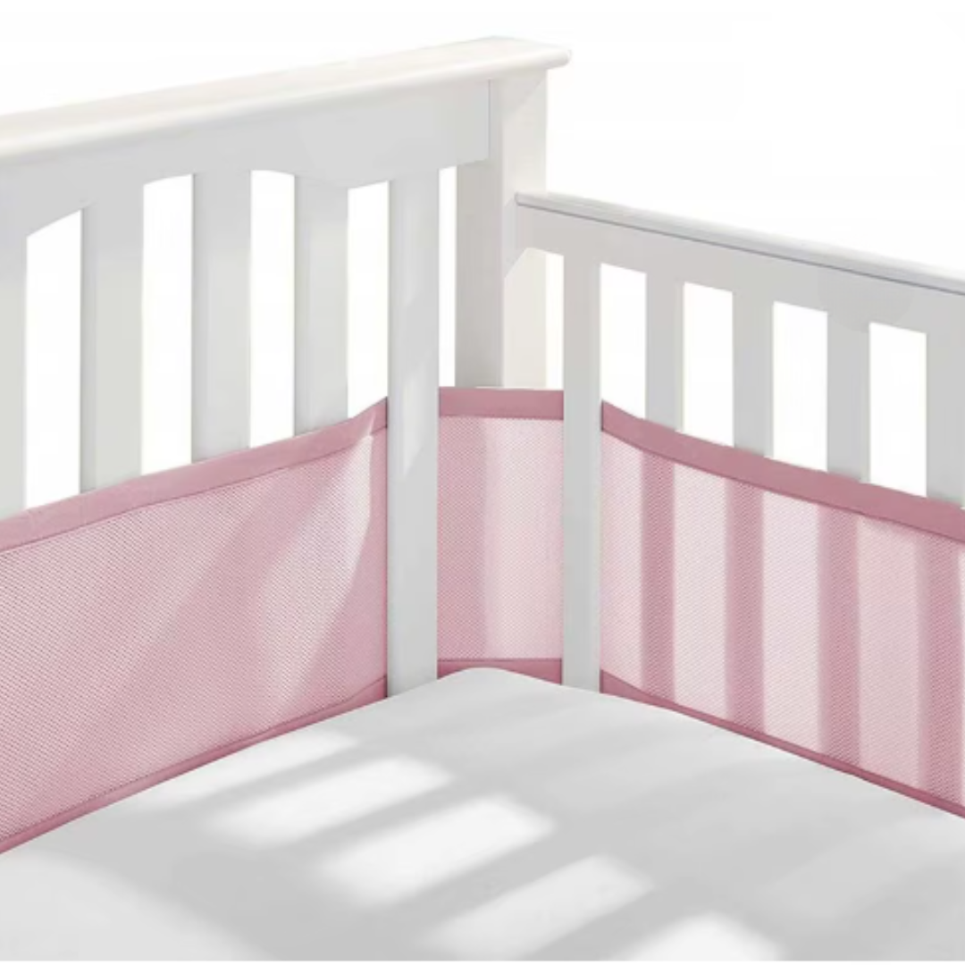 tour de lit respirant rose doux ideal pour une chambre bebe